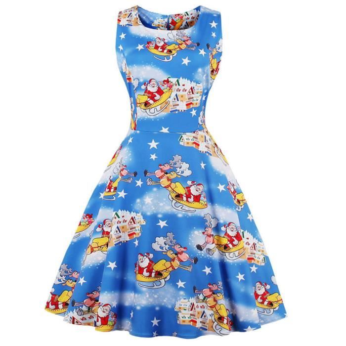 Robe De Soiree De Noel Pour Femme Grande Taille Bleu Bleu Achat Vente Robe Cdiscount