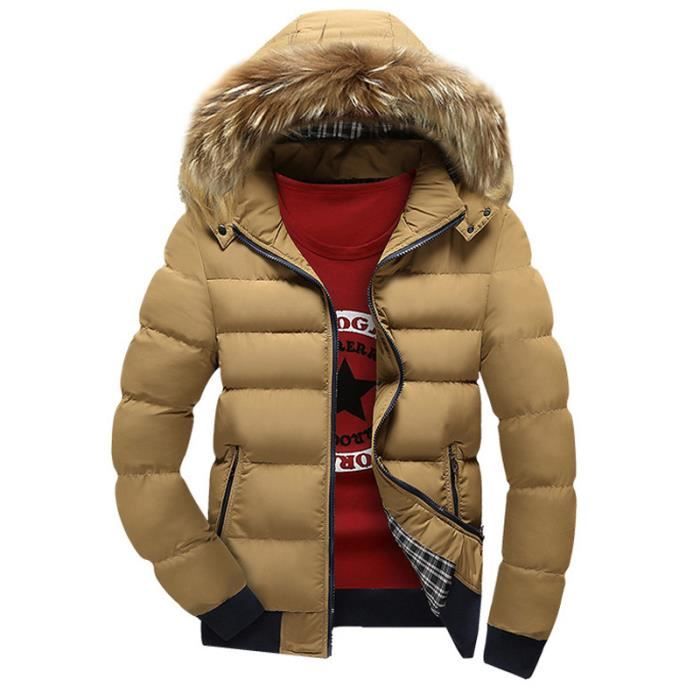 Doudoune chaude pour homme avec capuche à fourrure. Tendance hiver