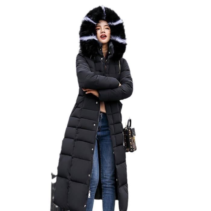 Doudoune Longue Femme Marque Hiver Chaud Matelassee Parka a Capuche Noir Noir Cdiscount Pret a Porter