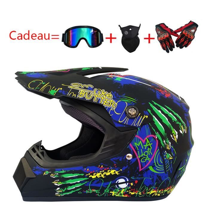 Casque Moto Enfant 3-8 Ans Avec Gants - Certifié DOT - Taille Ajustable 48-52cm - Design Araignée - Pour Vélo, Scooter, Quad