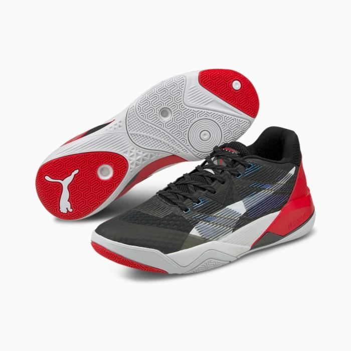 chaussures de handball puma eliminate power nitro - noir/blanc/rouge - 46