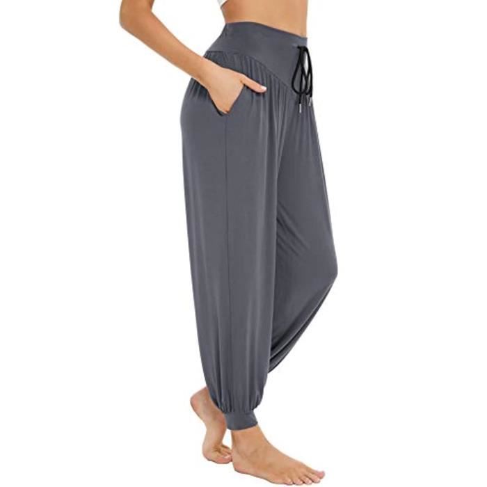 Pantalon De Pyjama Femme Lovasy - Modal Élégant, Hiver Chaud, Taille Grande - Avec Poches - Couleur Gris XL