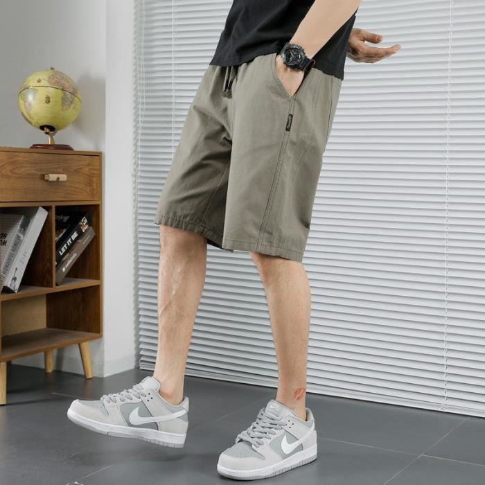 Short Homme Ete Mode Short Décontracté Imprimé À Rayures Ample Confortable Jogging Bermuda Pantalon Court Taille Elastique Cordon Shorts Leger De Sport Plage Avec Poches Hommes