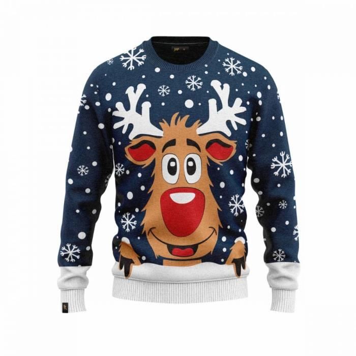 Pull de Noel JAP Christmas Rudolf le renne Une tenue parfaite sans gratter Unisexe Femme Homme Bleu Bleu Cdiscount Pret a Porter