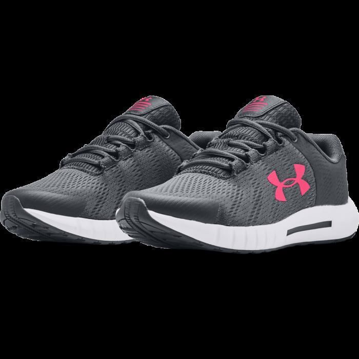 chaussures de running enfants - under armour - pursuit - gris/rose - tige en mesh technique