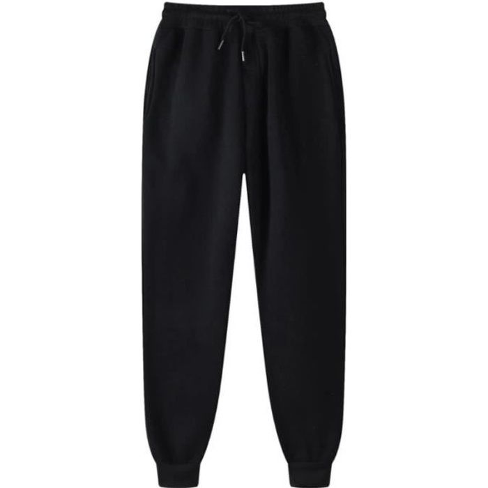Pantalon Jogging Homme en Coton et Cachemire Noir Respirant pour Running