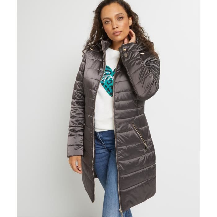 GRAIN DE MALICE Doudoune fine longue femme Grey Cdiscount Pr t