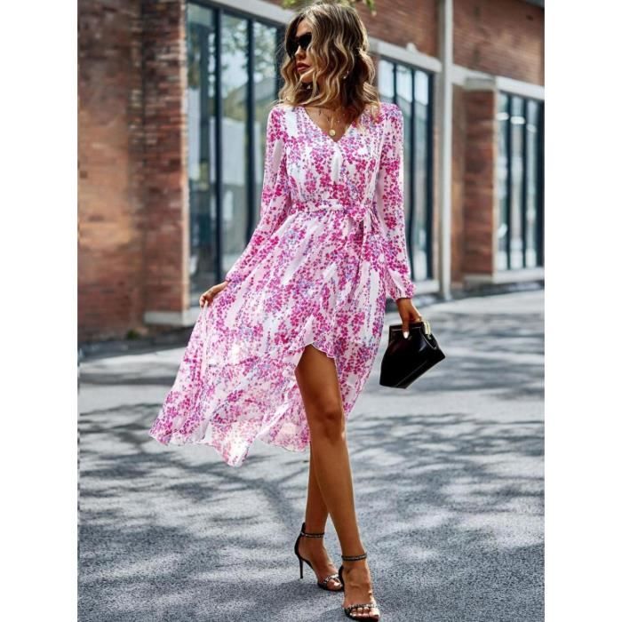 Robe manche longue rose online