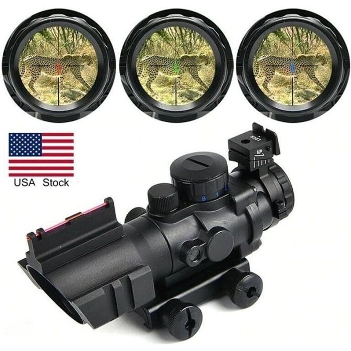 Lunette Optique Viseur COMPACT SCOPE 4X32 - Réticule Lumineux 3 Couleurs Chasse