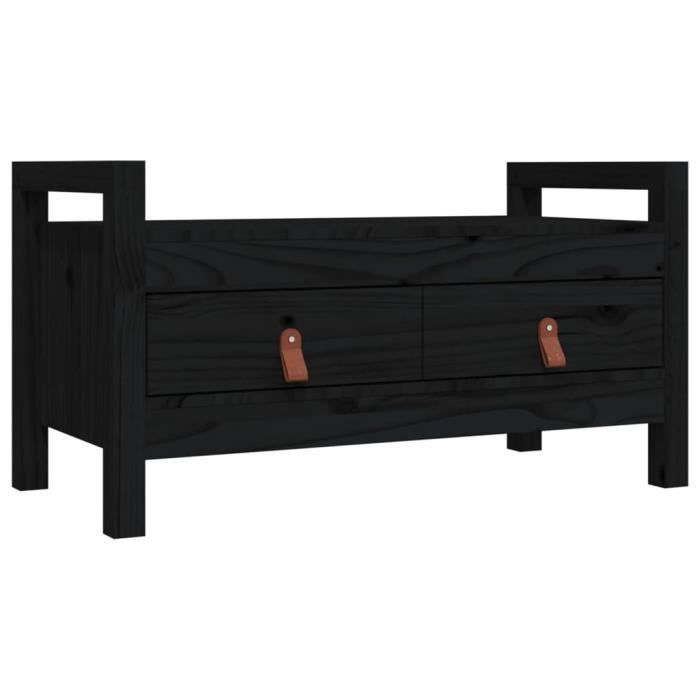 omabeta bancs coffres - banc d'entrée noir 80x40x43 cm bois de pin massif - meubles haut de gamme - m06041