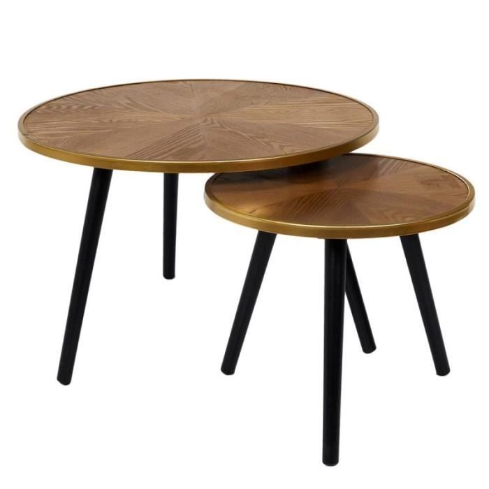 Lot de 2 Tables Gigognes Design - Paris Prix - Felix - Bois - Marron - Aspect bois