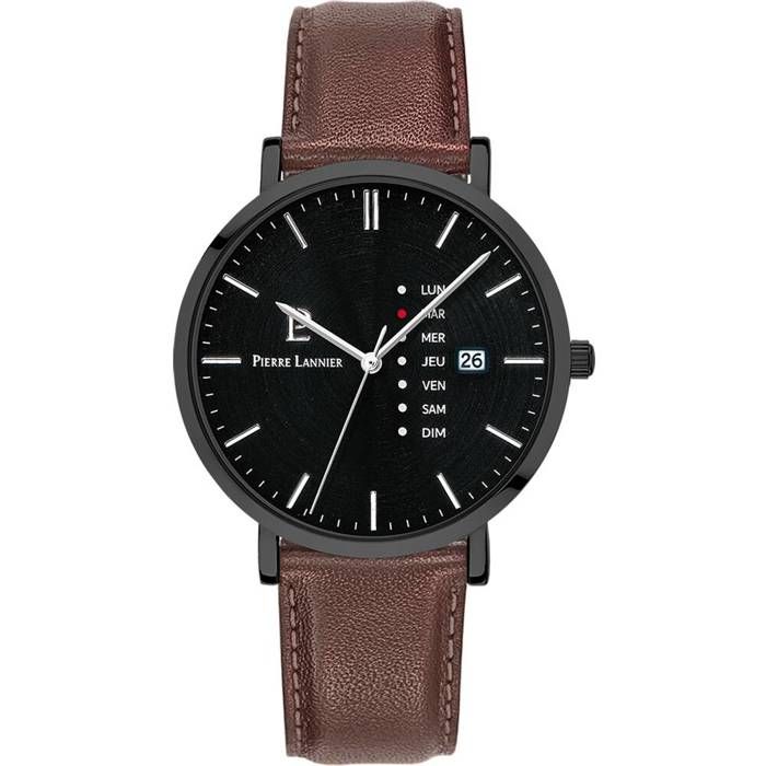 Quartz Homme DATA Noir Cadran Noir Bracelet Cuir Brun 20M Quartz Homme DATA Noir Cadran Noir Bracelet Cuir Brun 20M