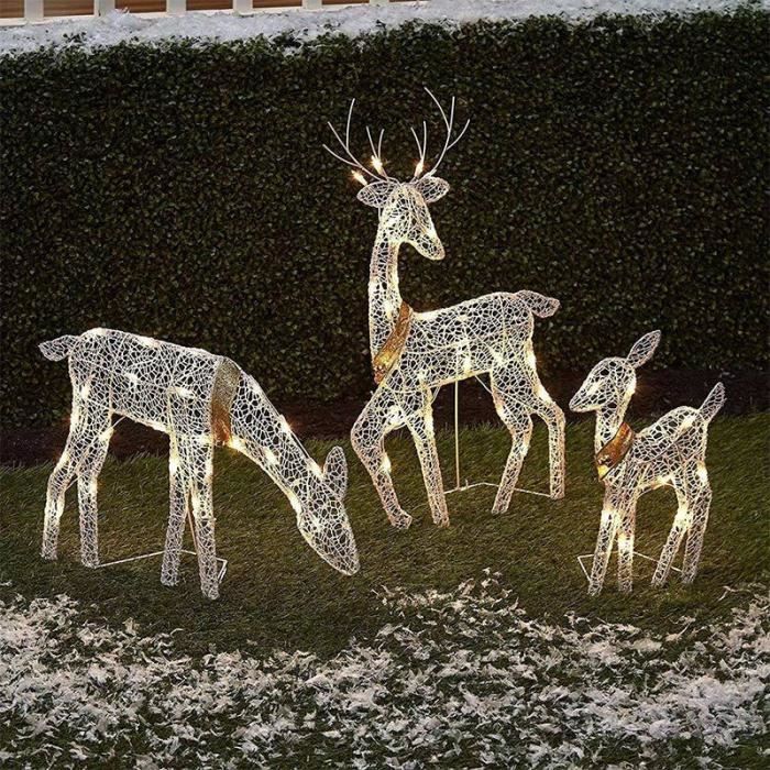 Clôture Décorative De Jardin De Noël LED - Bois, 98 Cm, Lumière Blanche Chaude