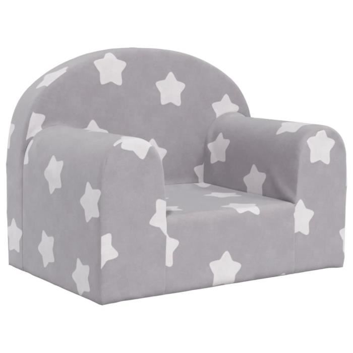 ZERONE Canapé pour enfants à 2 places Gris clair étoiles Peluche douce