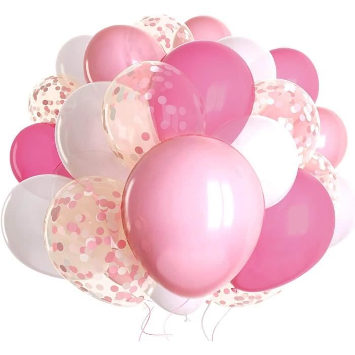 Ballon En Latex Rose, 50 Pièces Ballon De Mariage De 12 Pouces Ballons En Latex Roses Et Blancs