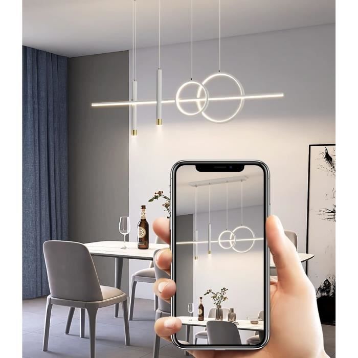 Suspension LED Pour Salle à Manger - Dimmable, Télécommande - Design Moderne Et Réglable En Hauteur