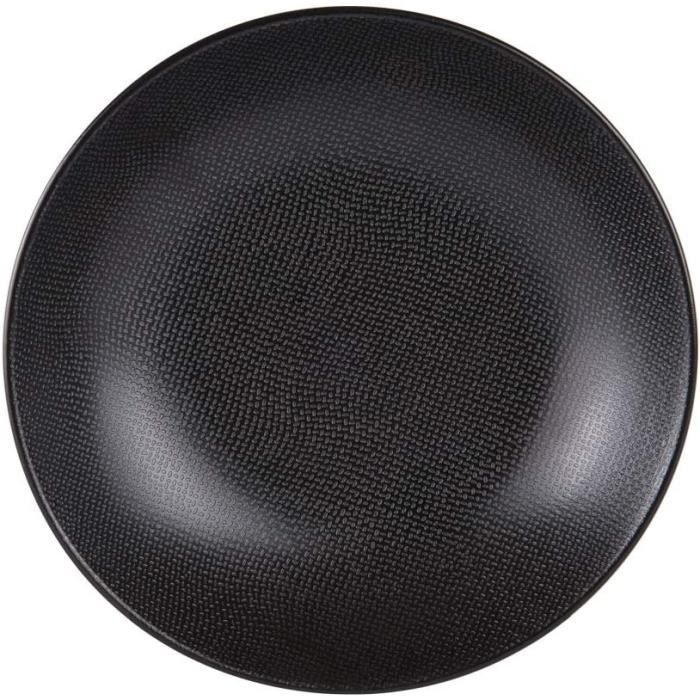 Grande Assiette Creuse Vesuvio Noir 25 Cm (lot De 6