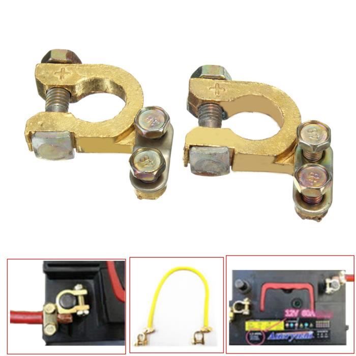 Lot De 2 Adaptateurs Bornes Batterie M6 En Laiton - Compatibles Batteries Lithium Voiture - Transfert De Puissance Optimal
