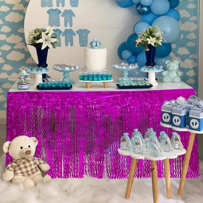 Tulle Jupe De Table Rectangle pour La Fête Anniversaire Table Fille Princesse Décoration Bleu, OneSize Bébé Baignoire Mariage 