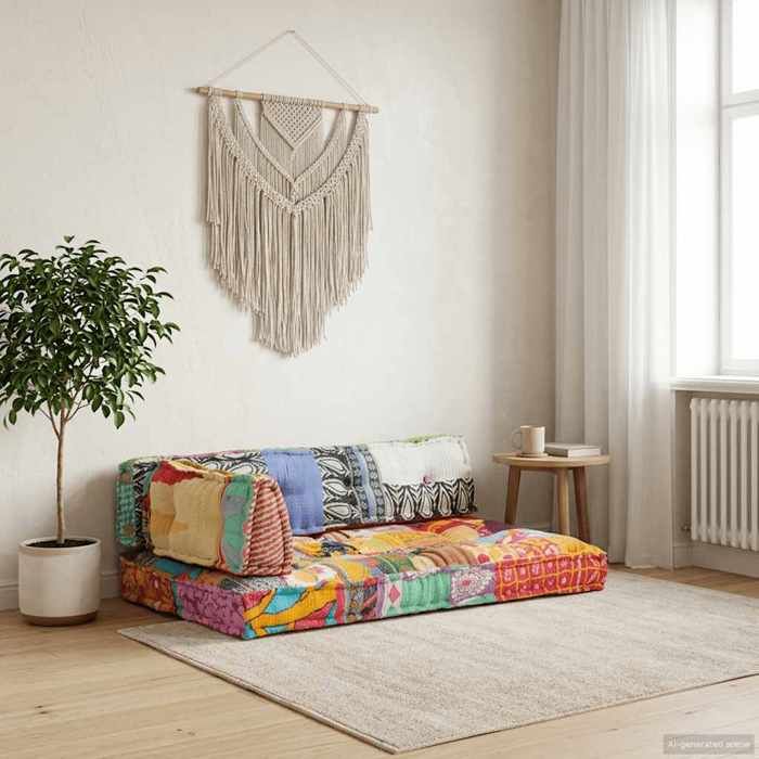vidaXL Coussin de canapé palette Multicolore Tissu Patchwork 287722
