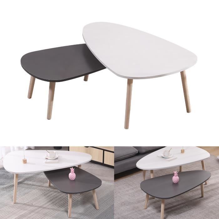 Lot De 2 Tables Basses,Table D'appoint, Table De Salon Blanc 50x50x40 Cm Bois Ingenierie610443 90630588