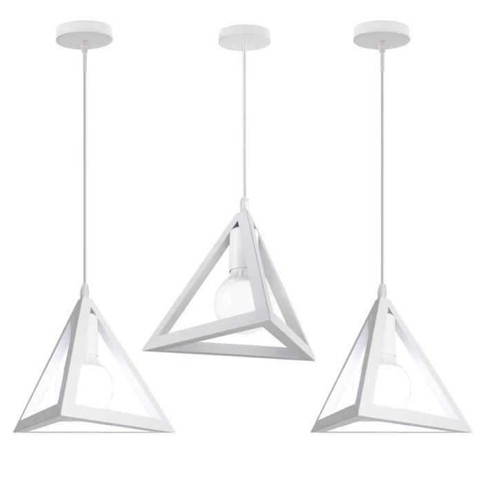 UNI Suspension Filaire Blanc - Longueur Adjustable 100cm - Plafonnier Lustre Luminaire Salon Couloir - 3 Pack