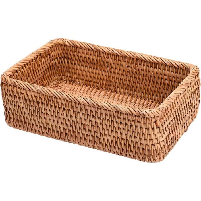 Panier Rectangulaire Rotin Tressé 40x30 Cm – Panier Fruits, Pain Ou Rangement Naturel Durable