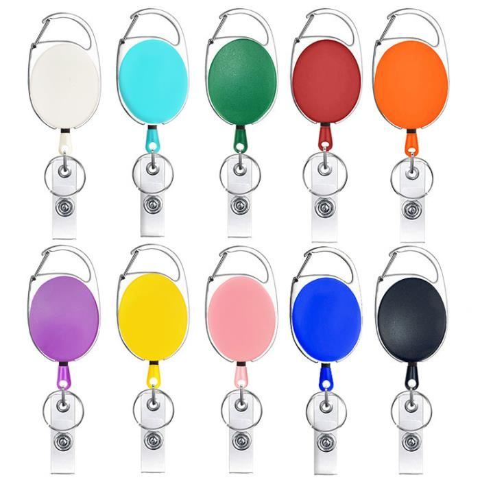 Lot De 2 Porte-badges Rétractables Avec Mousqueton - Nylon Et Métal, Pour Travail Ou événements