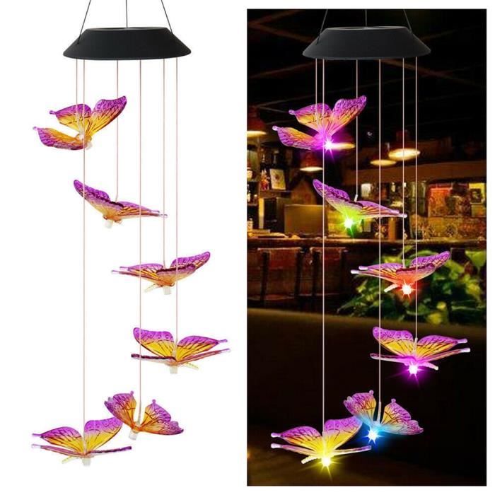 LED Solaire Colibri/Papillon Vent Carillon  Jardin Décor 