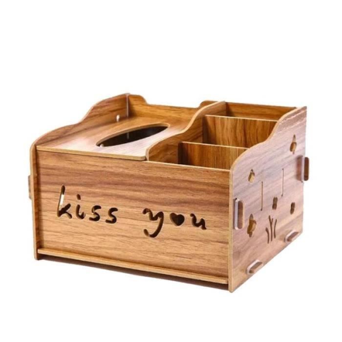 Boîte à Mouchoirs En Bois - Décoration De Table - Rangement Pratique Pour Salon Ou Bureau - 28x16x10 Cm