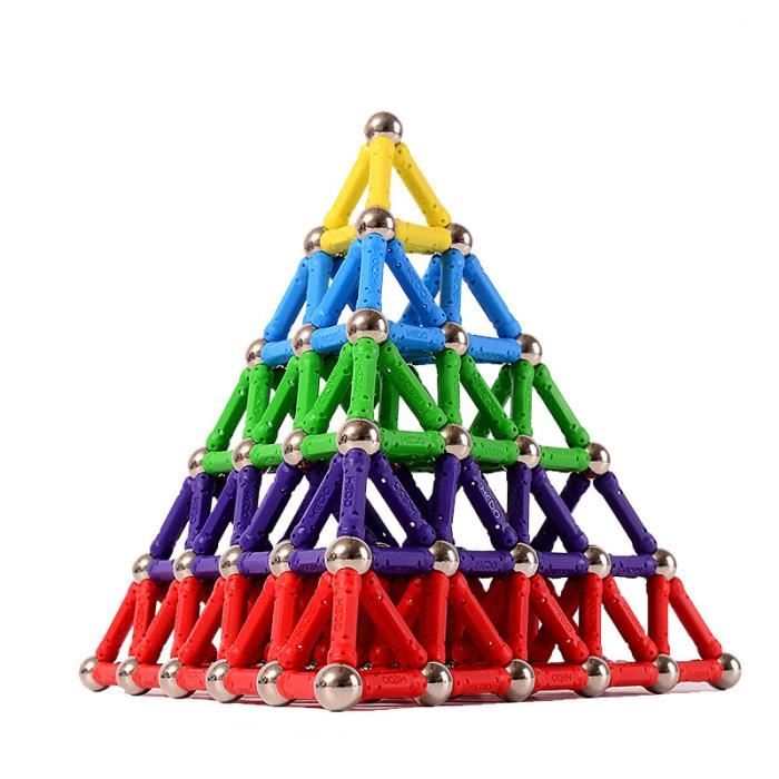 145 Pièces Aimantées – Bâtons 58 Mm Et Billes – 10 Couleurs – Jeu STEM Dès 3 Ans – Avec Sac De Rangement