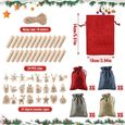 24 Sac en Tissu de Calendrier de l'avent de Noël,DIY Décoration de Noël, Lin Sacs Surprise Noël Sachets de Confiserie-1