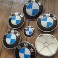 Lot de 7 BMW Bleu Blanc Logo Emblème 82mm Capot 74mm Coffre 4*68mm Centre de roue Enjoliveur-1