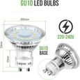Ampoules LED GU10 Lumière du Jour 5000K, 4W Équivaut à 50W Ampoule Halogène,350lm, 120° Larges Faisceaux,Ampoules LED Spot Lot de 5-1