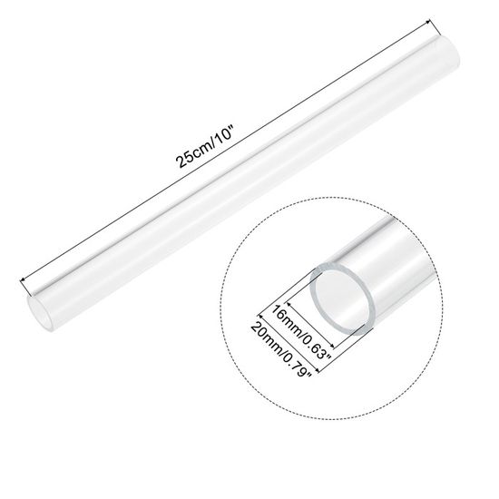 sourcing map Acrylique Tuyau Transparent Rigide Rond Tube 4pcs 18mm ID 20mm OD 6 pour Lampes et Lanternes, Eau refroidisement Système