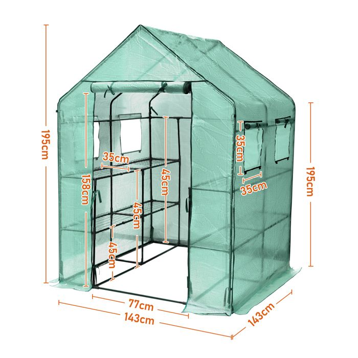 Bâche De Remplacement Pour Serre Tunnel 3x2x2m – Polyéthylène Renforcé 140g/m² Blanc, Avec Fenêtres Moustiquaire Et Porte Zippée
