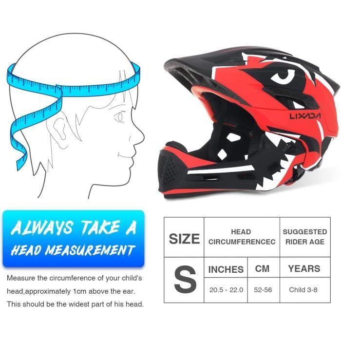 Casque Intégral Enfant F Fityle – PC, Coussin Amovible, Ventilation, 52-56 Cm – Pour Vélo, Skate, Roller, Trottinette
