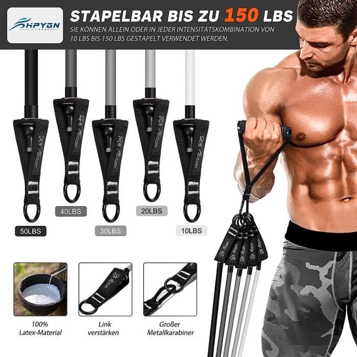 Lot De 5 Bandes De Résistance Latex YW Musculation Gym Fitness Exercice