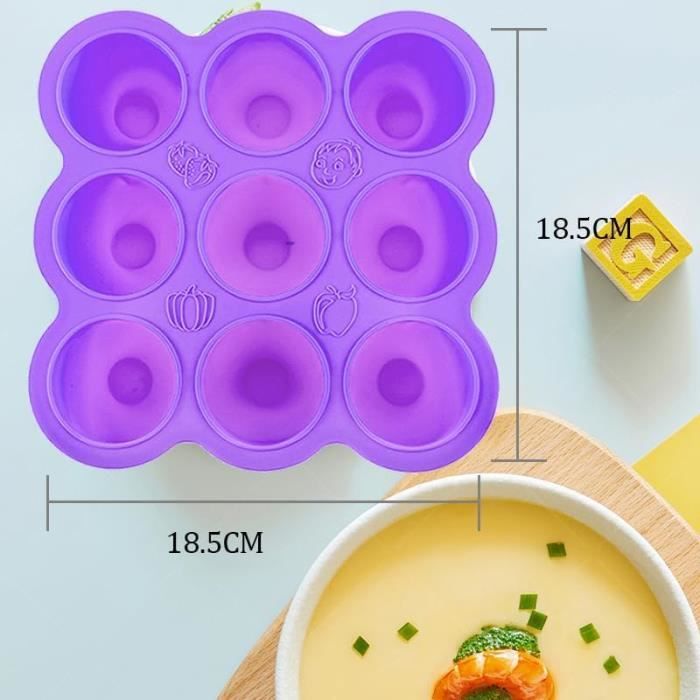 2 Bacs à Glaçons Bébé 9x75ml - Congélation Purée/lait Maternel - Compatible Four Et Vapeur