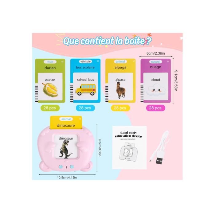 Cartes Flash Parlantes UCAMP – 112 Cartes (224 Mots) – Lecteur Audio – Anglais/français – Montessori – 1-6 Ans – Cadeau éducatif