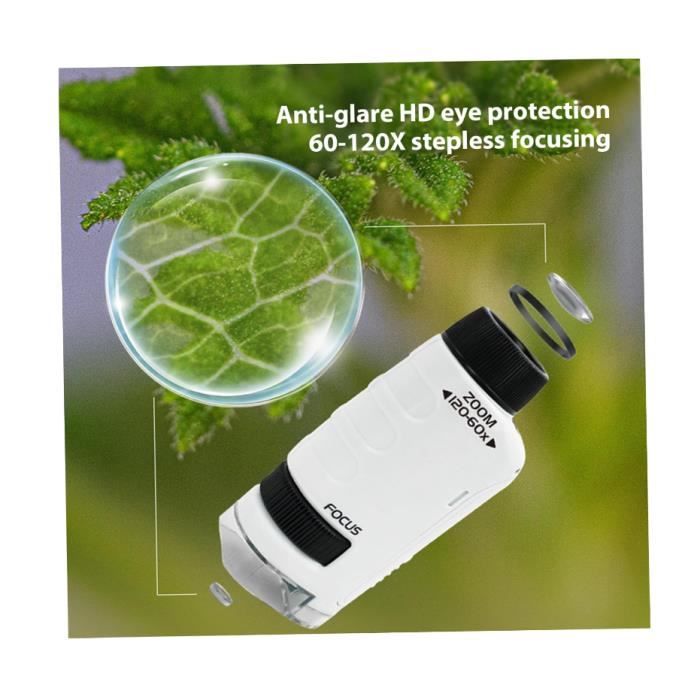 Mini Microscope Poche 60x-120x LED Pour Enfants – Portable, Léger, Éducatif