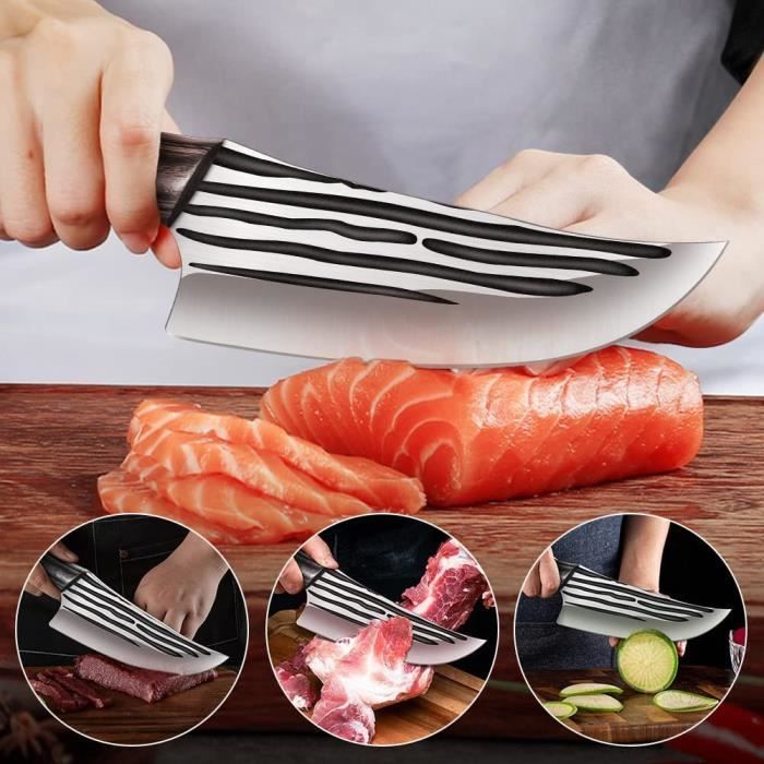 Couteaux De Chef - Couteau Boucher Professionnel Cuisine Japonais 6.5 Inch  À Viande Hache Acier - Cdiscount Maison