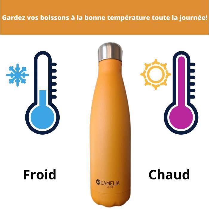 Gourde inox isotherme sans BPA réutilisable (Orange 500 ml)