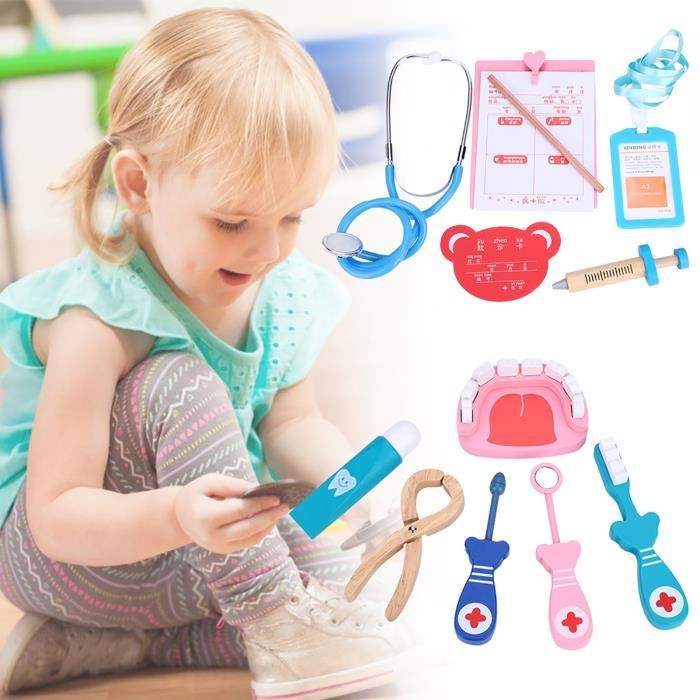 Jouet D'Imitation - Docteur Set C - Ensemble d'outils médicaux en bois