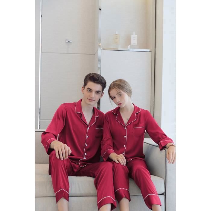 Pyjamas à manches longues en pur coton pour homme, printemps et
