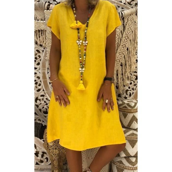 Robe longue femme v col mi-longue de Marque Manches courte Robe d