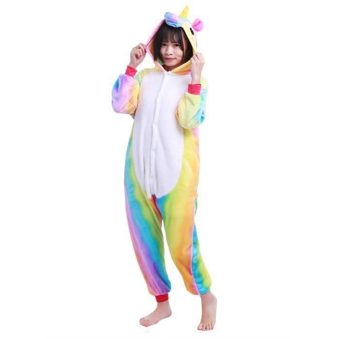 Combinaison Pyjama Licorne Enfant Unisexe Chaud Vetement de Nuit Flanelle Costume 2 12 Ans Jaune Cdiscount Pret a Porter