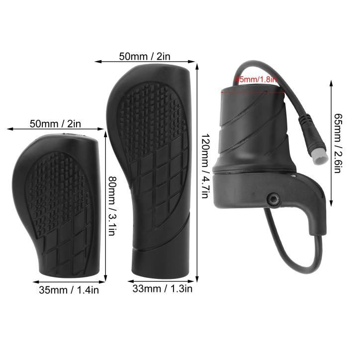 Accelerateur Velo Electrique Poignée D'accélérateur électrique à Demi-torsion 36 V Avec Indicateur De Puissance LED Verrouillage à Clé Pour Vélos électriques Scooters Noir Controleur Trottinette Electrique