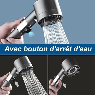 Pommeau De Douche Haute Pression Tokaneit - 5 Modes, économie D'eau, Arrêt à Un Bouton - Noir