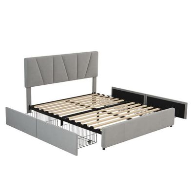 Lit Double Dolamaní 160x200 Avec Tiroir Rangement - Design Flottant Beige